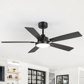 52-inch 5-Reversible-Blade Integrated LED Ceiling Fan with Light and Remote, 5" and 10" Downrod Included